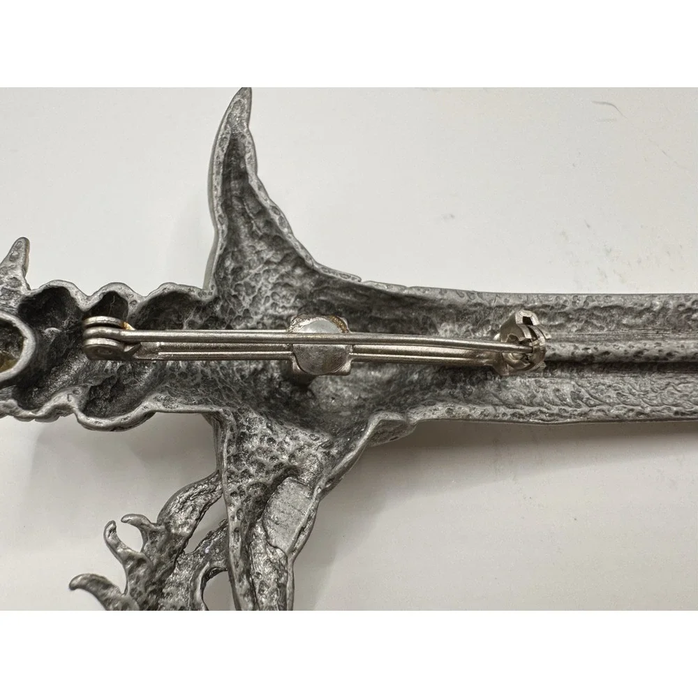 Dragon Sword Pewter Pin Medieval Gothic Vintage JJ Jonette‎ Fantasy